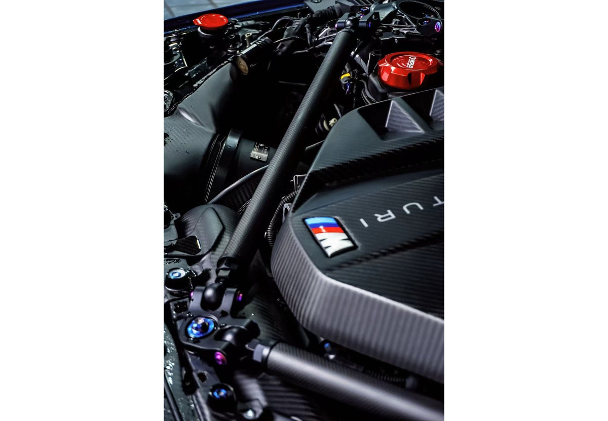 Speedtune Dry Carbon Fiber Engine Bonnet Hood Engine Strut Brace Tower Bar For BMW G80 M3 G82 G83 M4